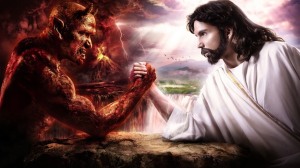 Jesus fights Satan